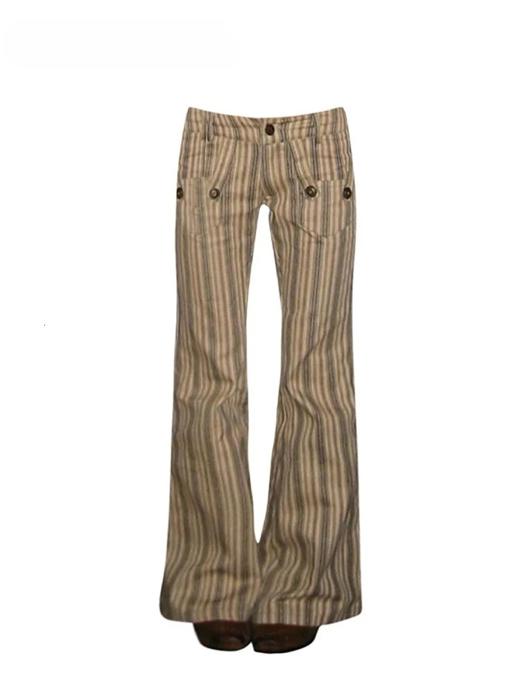 Y2K Vintage Jeans Women Old Money Low Rise Skinny Striped Denim Pants Retro Korean Chic Fashion 251017