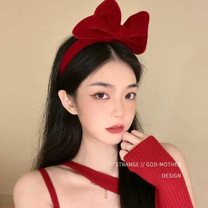 Velvet Big Bow Red Headband Ladies Elegant Temperament High Cranial Headband Fashion Girls Cute Headband V251022
