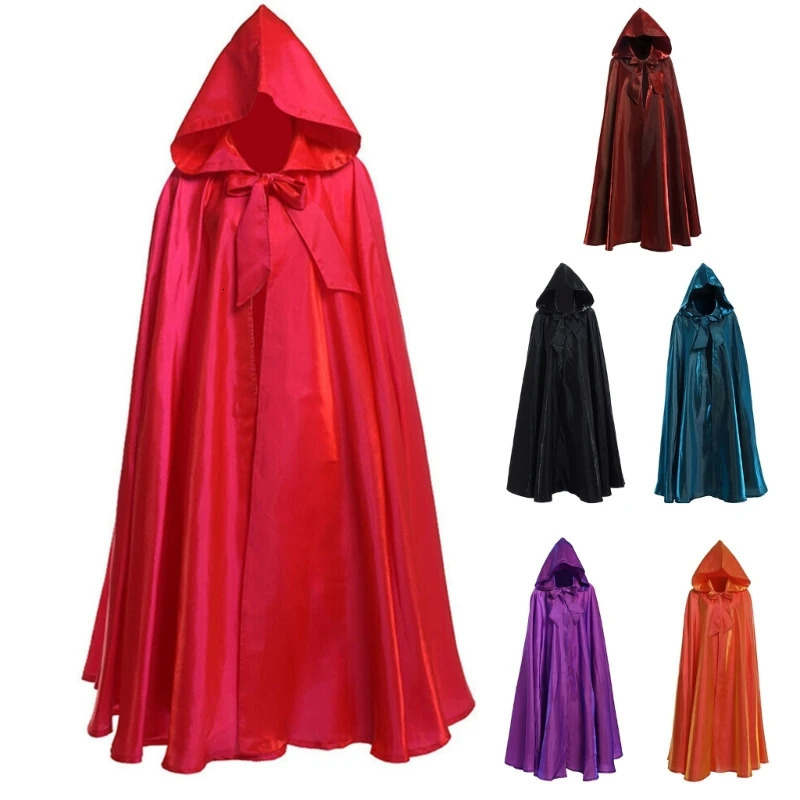 Halloween Party Costume Women Men Adult Long Robe Hooded Cloak Witchcraft Christmas Holiday Solid Color Medieval Cape 251016