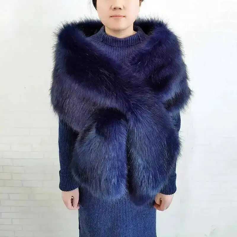 Winter Faux Fur Shawl Large Fluffy Scarf Neck Warmer Women Furry Collar Wedding Bridal Formal Evening Party Shrug Accessories J251118