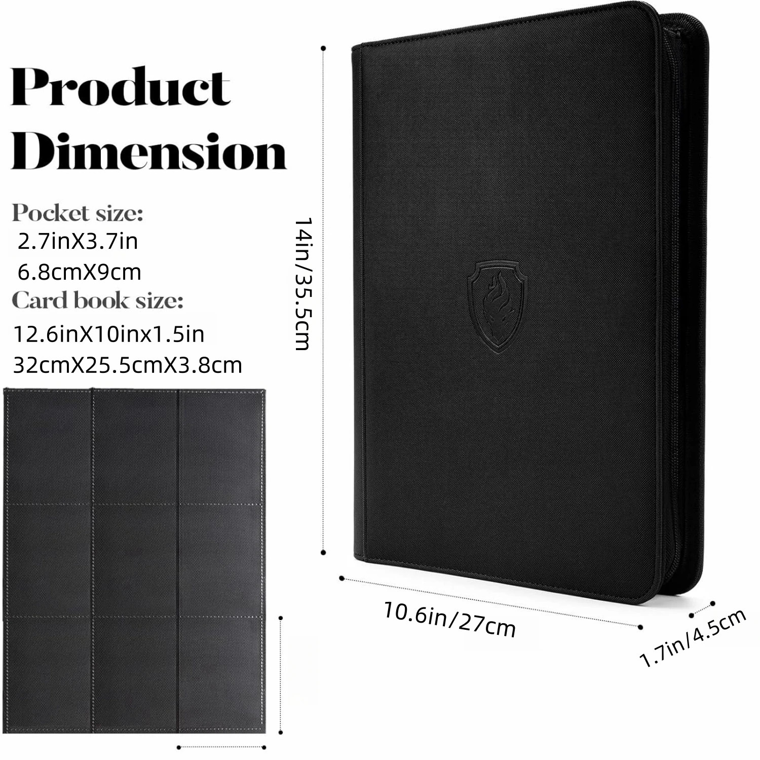 9 Pocket Trading Card Binder PU Cover Zipper Card Collection Album Sturdy 360 SideLoading Card Folder Holder for Game Cards 251023