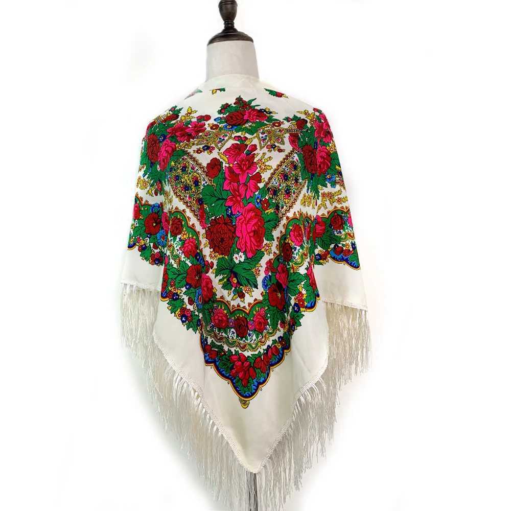 120120cm Women Russian National Square Scarf Retro Floral Printed Ethnic Scarves Handband Shawl Twill Cotton Handkerchief J251118