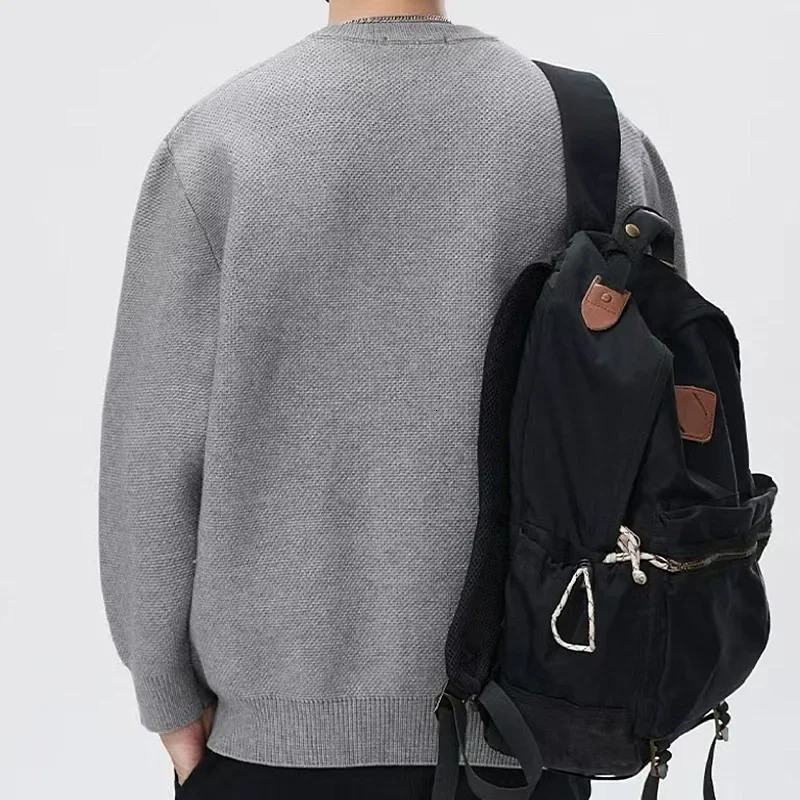 Mens Knitted Cardigan Autumn Winter Trendy HighEnd Feel Idle Style Stand Collar LooseFit Sweater Jacket 251018