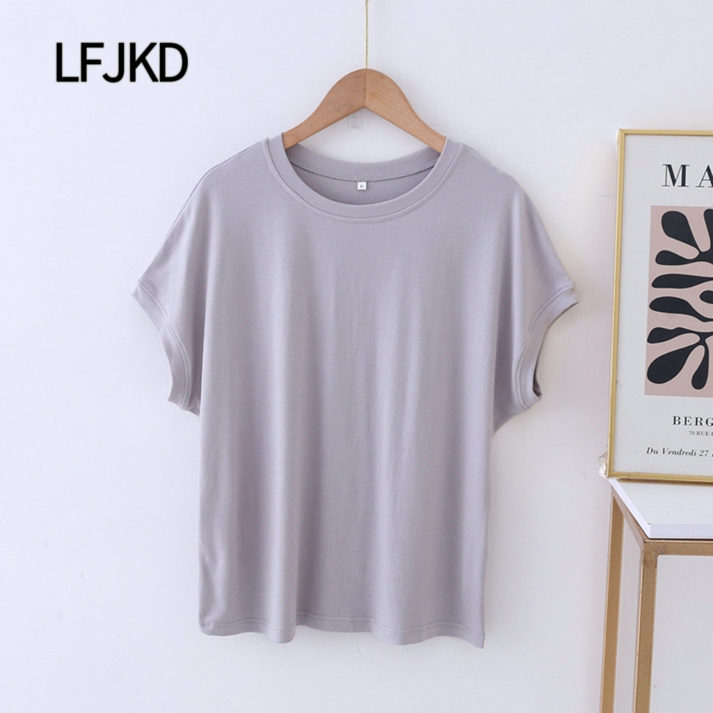 K2331 2025 Summer New Cotton T-shirt Women's Short Sleeve Loose Slimming Versatile Casual Tops Daily Basic Women's Clothing