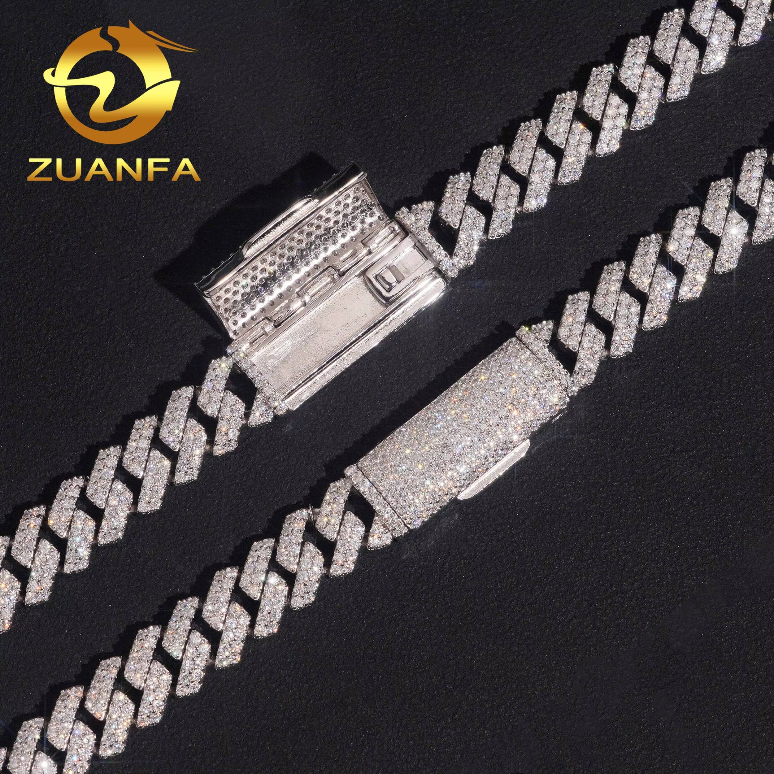 Ship in USA Warehouse Stock 10mm 2Rows 925 Solid Silver Hip Hop Iced Out VVS1 Moissanite Diamond Miami Cuban ChainBracelet