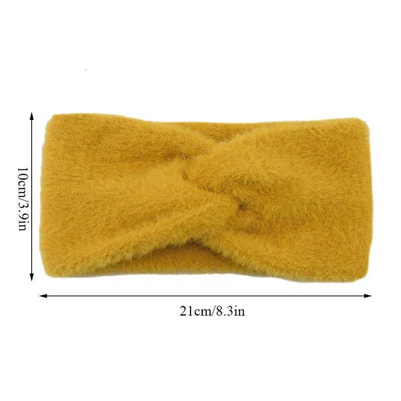 Cashmere Cross Headbands Winter Imitation Mink Women Hairband Wide Warm Twist Stretch Headwrap Knot Fluffy Ear Warmer Turban V251022
