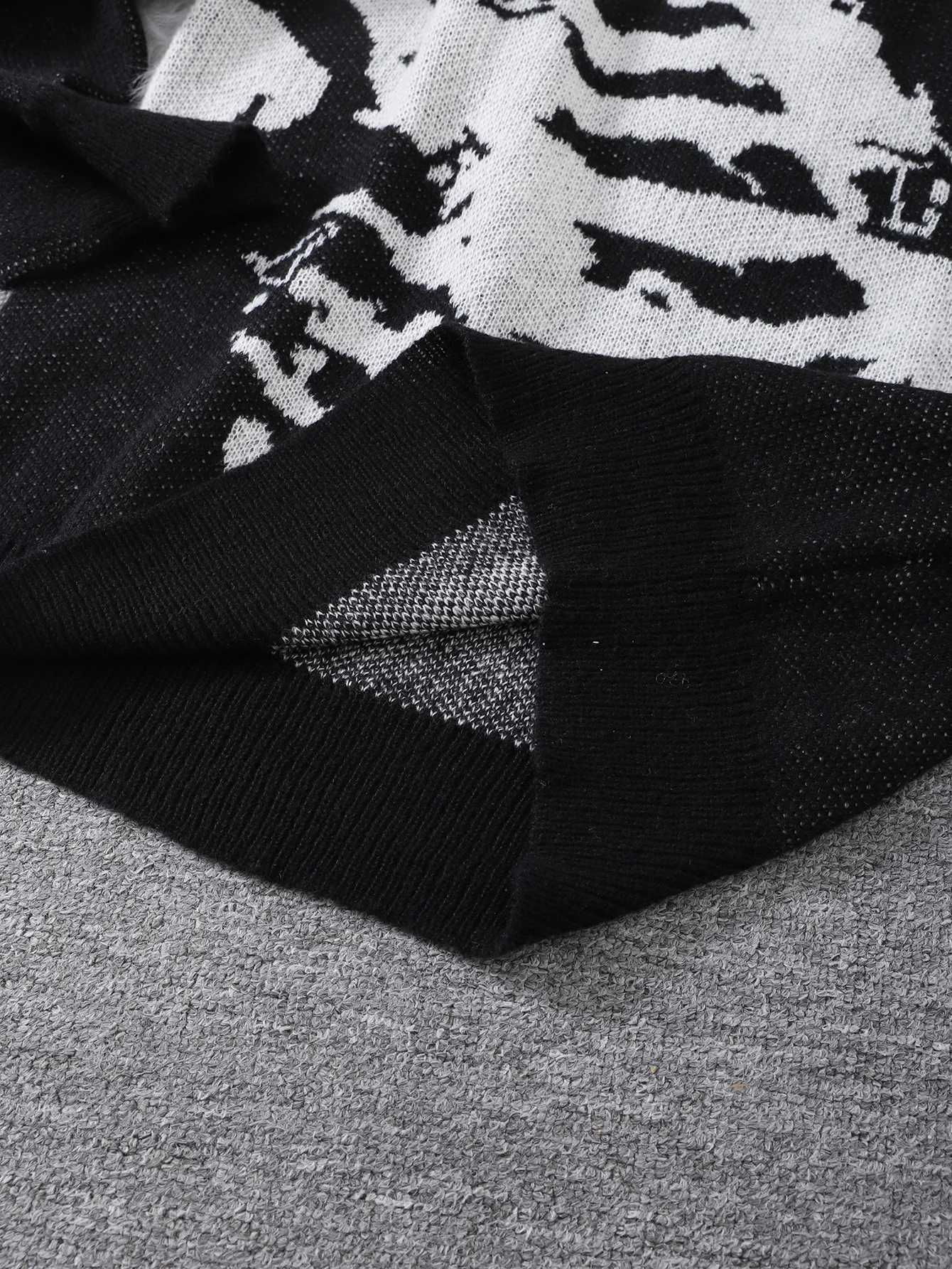 New Popular Autumn and Winter Dinosaur Skeleton Jacquard Pattern Pullover Sweater Casual Round Neck Knitted Mens PulloverXJ251022