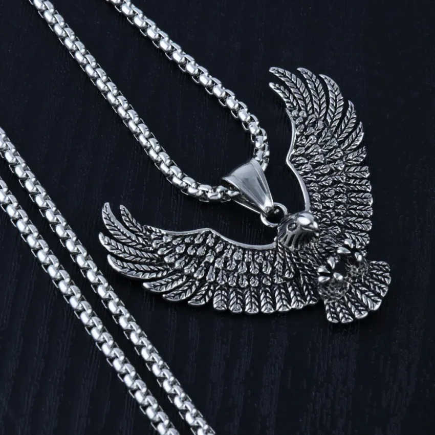 Flying Pendant Necklace Hip Hop Punk StainlESS Steel Chain Mens Jewelry Vintage RAPper Rock AccESSories Gift 2025 New U251022
