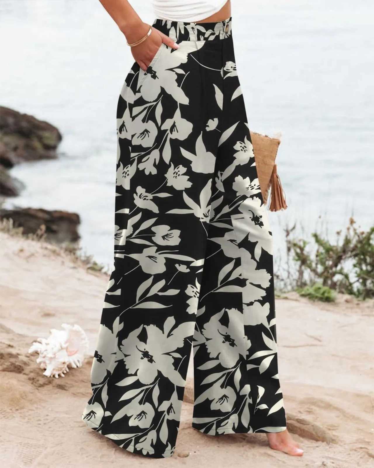 Women High Waist Wide Leg Striped Pants Fashion Button Casual Beach Pants Summer Loose Palazzo Trousers Y2k Lounge StreetwearT251022