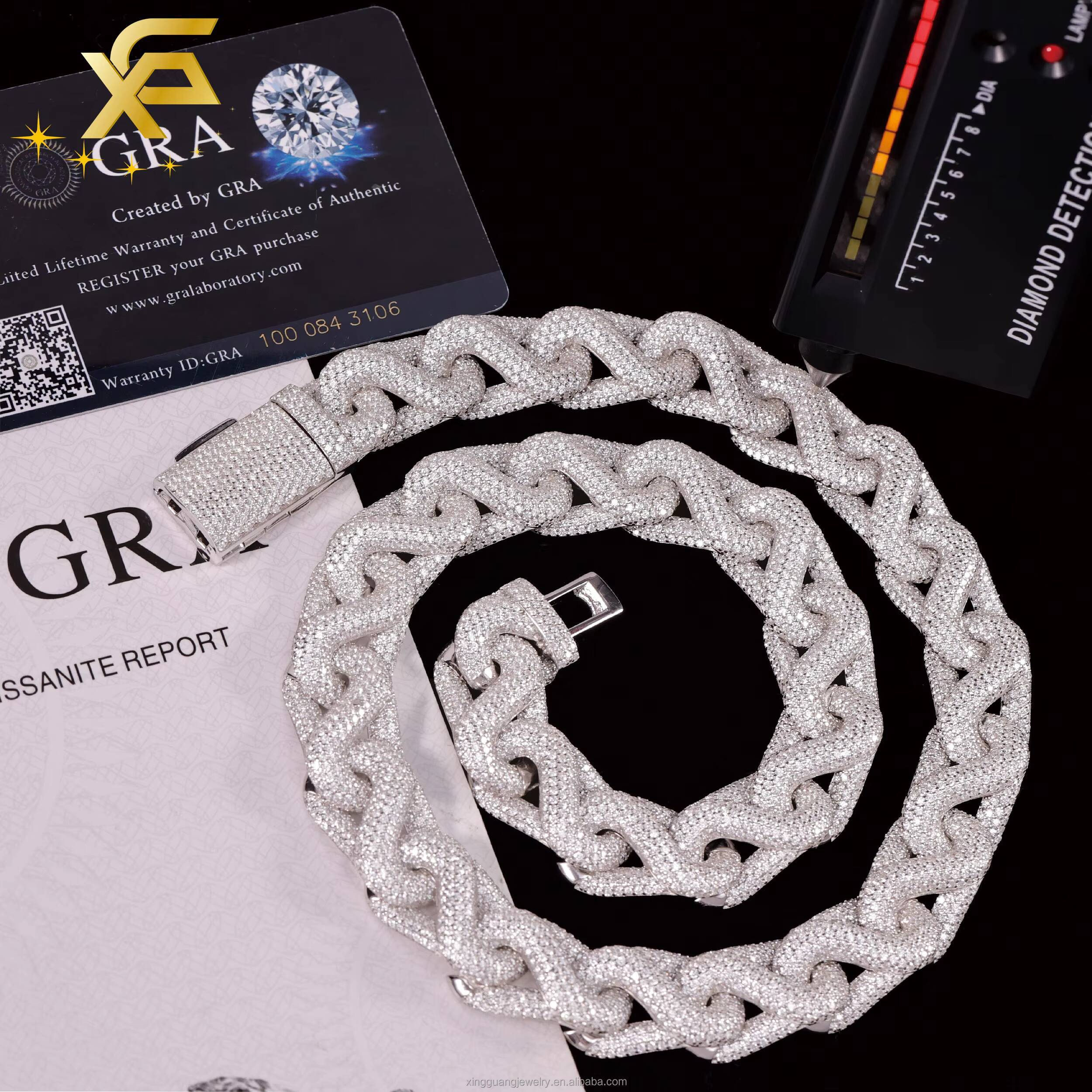 Customized Trend 15mm Infinite Cuban Chain S925 Silver With Iced Out Vvs Moissanite Infinite Cuban Lidynamic for Mens Hip Hop Lidynamic Jewelry