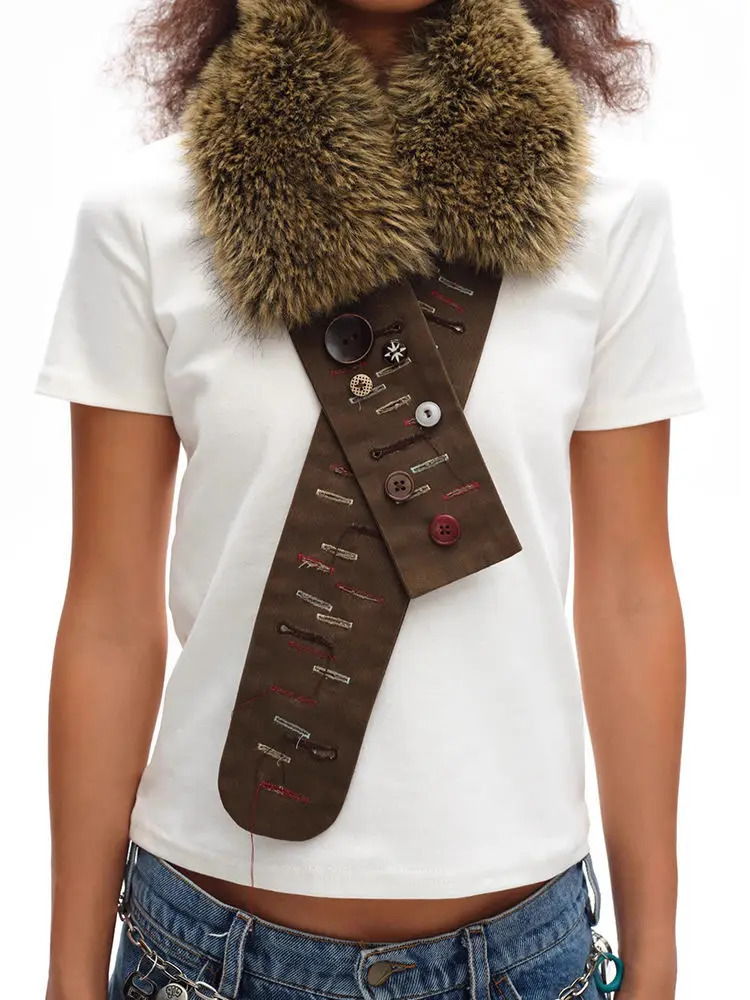 Vintage Brown Fur Belt Y2K Hook Furry Fur Belt Cowgirl Gothic Punk Sexy Belts Hip Hop Waistband Jeans Pants Decor 251018