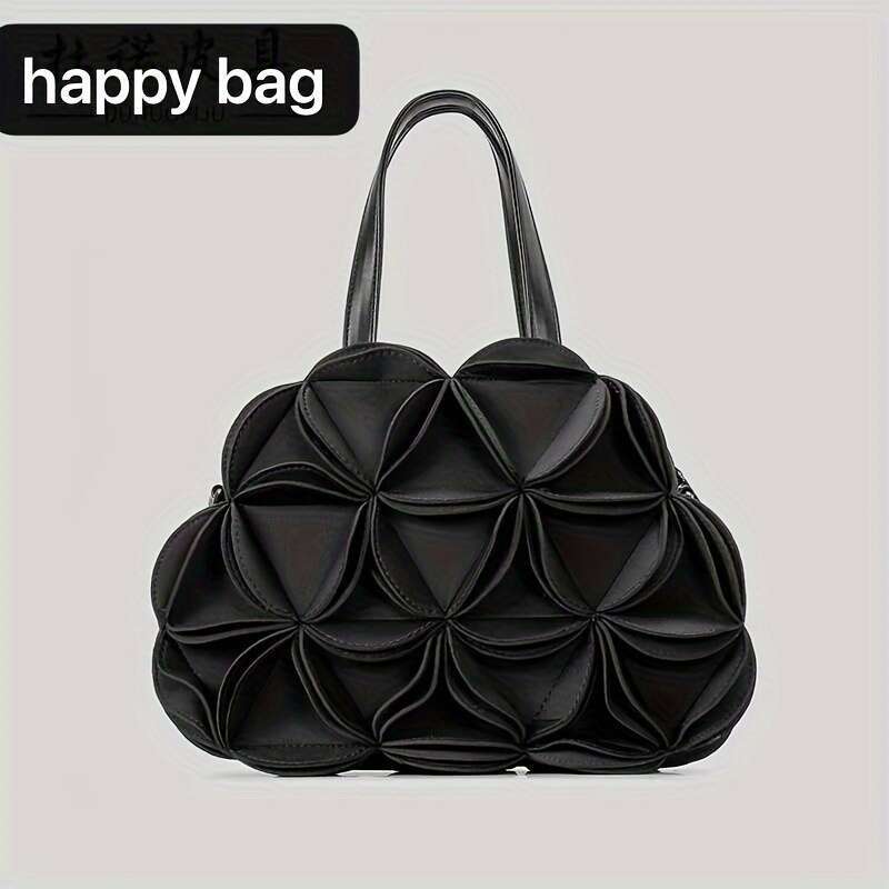 Stylish Teal Black Floral Handbag Women - Trendy Cloud-Pleated Shoulder & Crossbody Bag With Elegant Ing, Perfect For Casual Or Formal Ocns