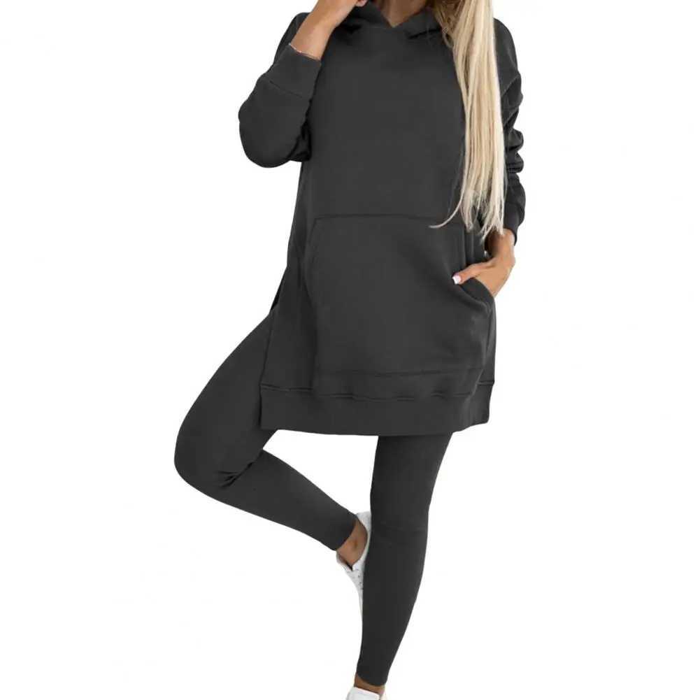 2024 Casual Two Piece Sets Womens Outifits Streetwear Summer Sports Leisure Long Sleeves Hoodie Thick Bottom Pants Suit FemaleT251022
