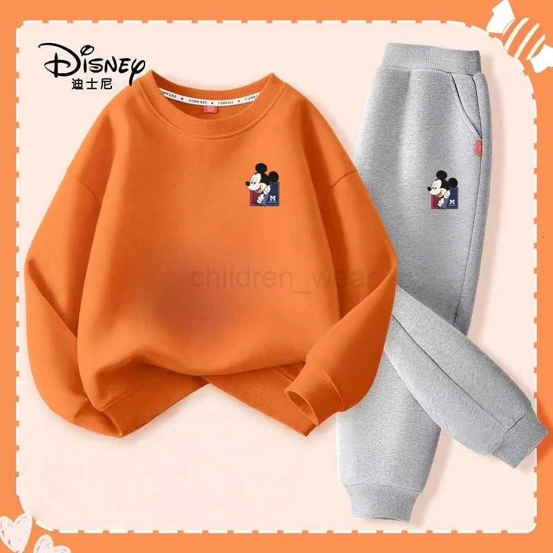 Disney Autumn Baby Girl Boy Clothes Set Children Mickey Printing Sweatshirt Top and Pants Bottom 2Pcs Suit Kid Cotton Tracksuit H2510221