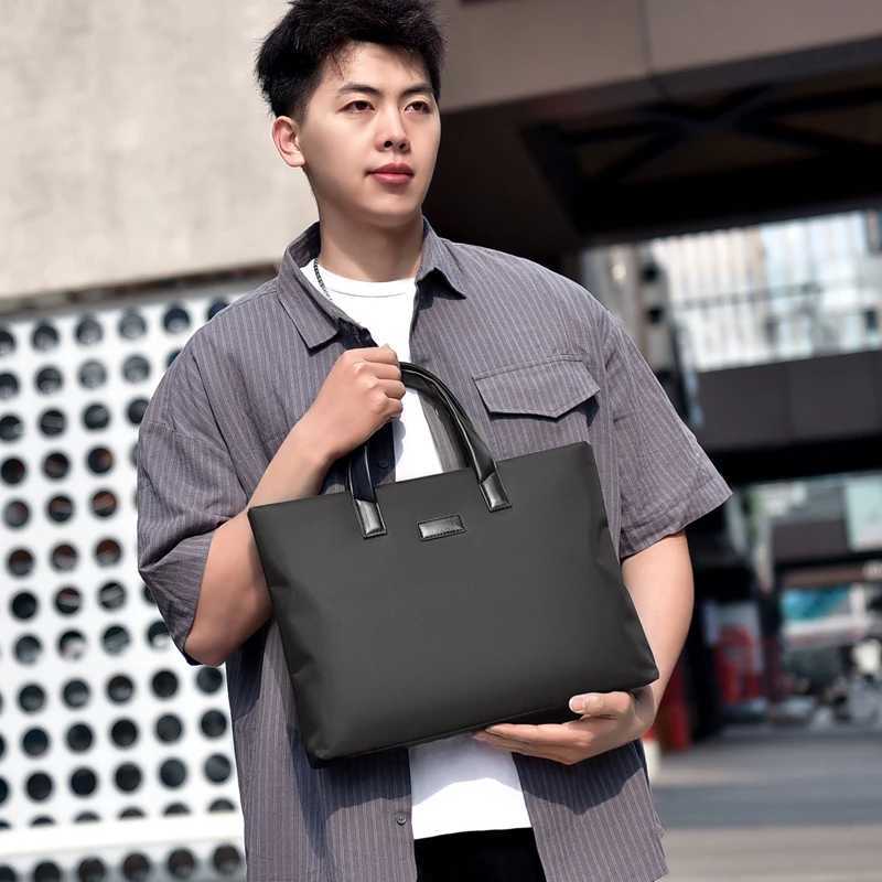 Men MultiFunctional Business Briefcase Portable Large Capacity Shoulder Bag Multiple Pockets Handbag for Business Casual Use W251022