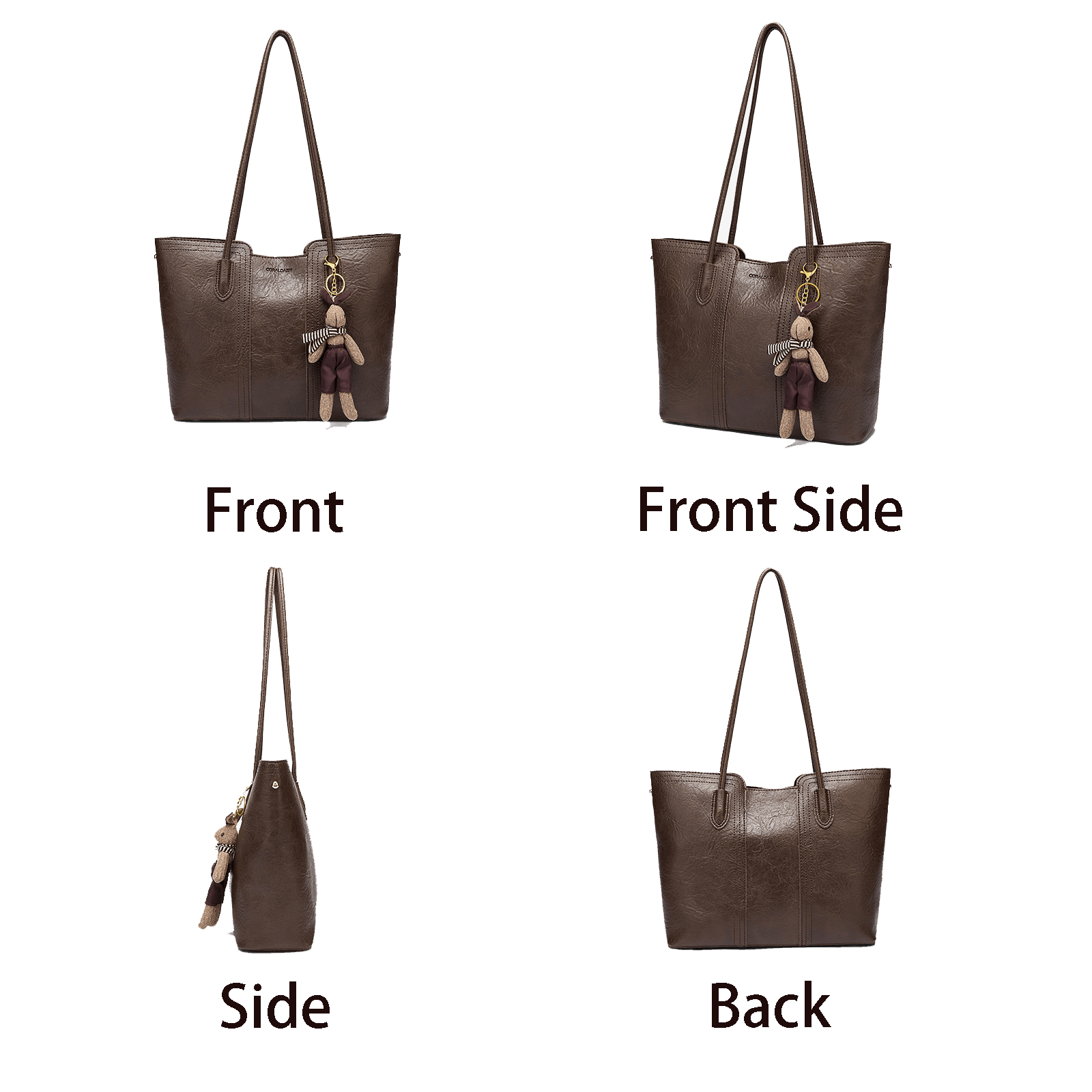 Women's Tote Bag, PU Vegan Leather Shoulder, Lady's Hobo Bag, Zipper Shopping Bag for Work, Travel, Gym