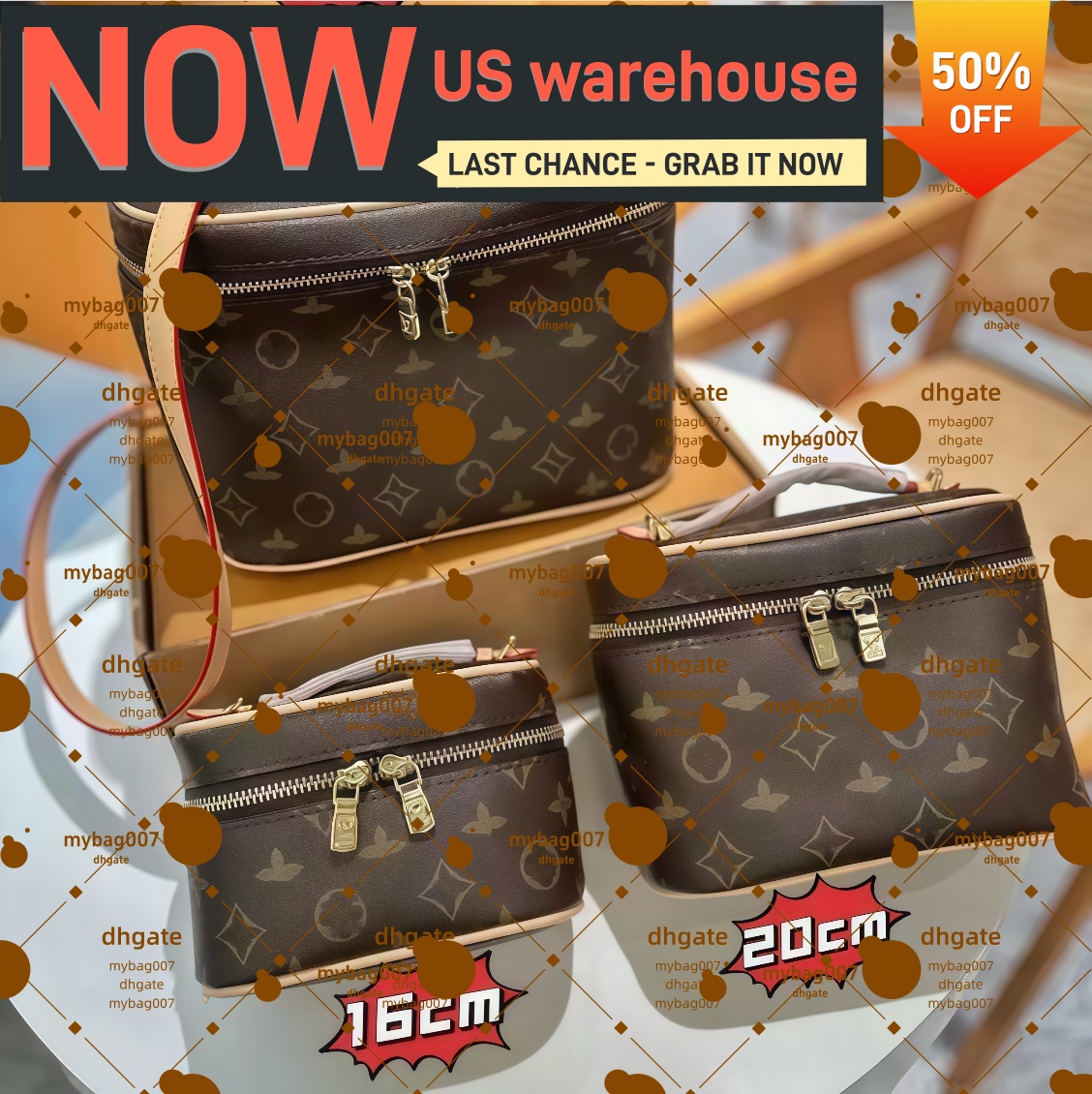 Women Designer Totes Clutch Bags Fashion handbag Brown Flower Cosmetic Bag Capacity Ladies Classic Makeup Purse Composite Bags Casual Pouch Make Up Case