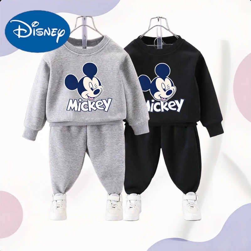 Disney Autumn Boys and Girls Hoodies Sets Mickey Printed Childrens Pullover and Long Pants Two Piece Suit Kids Casual Sweatsuit H251022