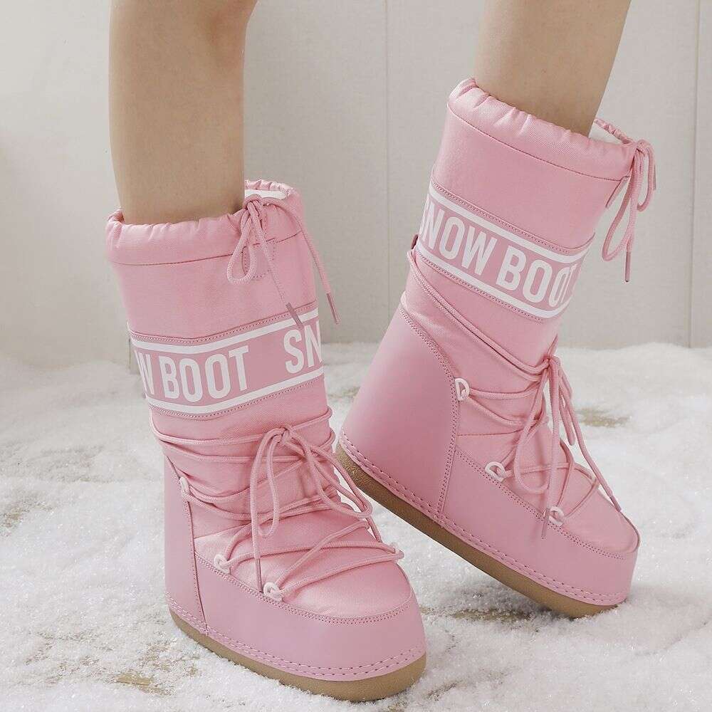 2025 Same Style Moon Ugly Cute Winter Skiing Round Toe High Tube Anti-Slip Snow Fashion Lightweight Thickened Space Boots