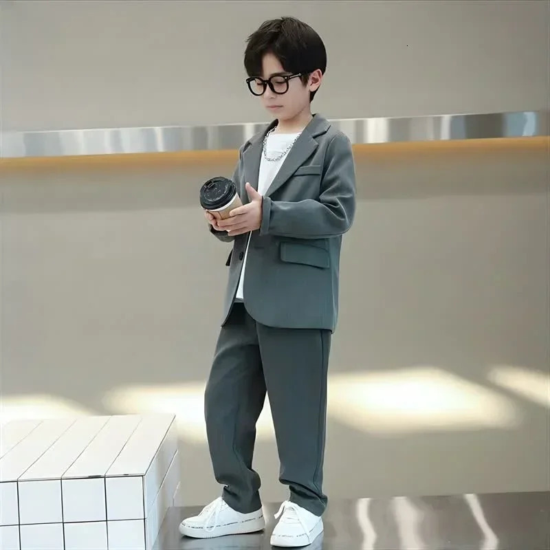 Teen Kids Formal Weddings Set Autumn School Uniform for Boys Casual Blazer Pants 2piece 6 To 14 Y Children Performances Cosutme 251021