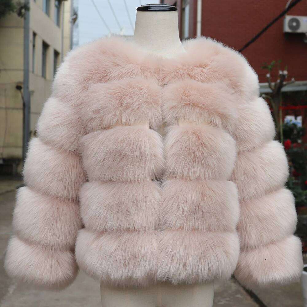 HJQJLJLS 2023 Winter New Fashion Women Faux Coat Female Black Elegant Fluffy Thick Warm Artificial Fox Fur Jacket Outerwear