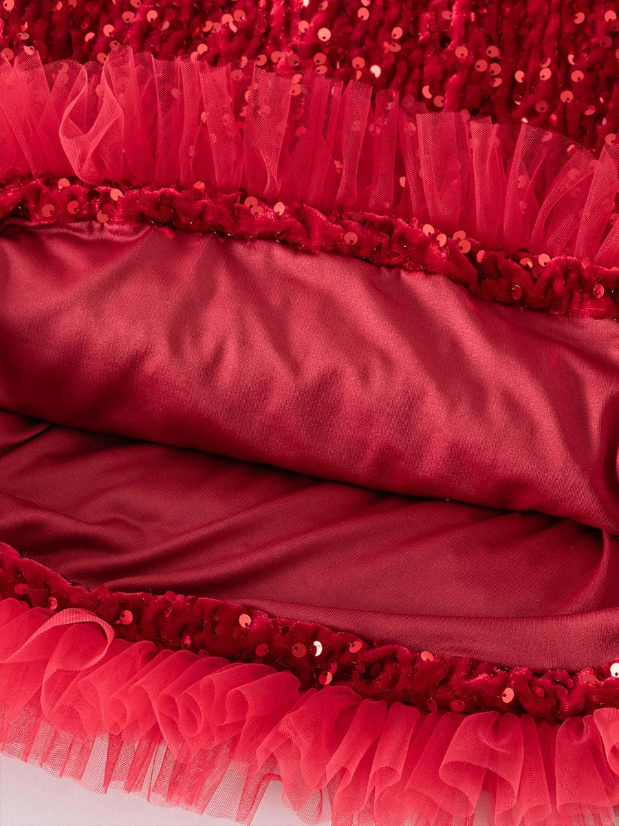 Sequin Girls Dress Kids Fluffy Birthday Formal Prom Dresses Evening Gown for Summer Princess Girls Costumes 251021