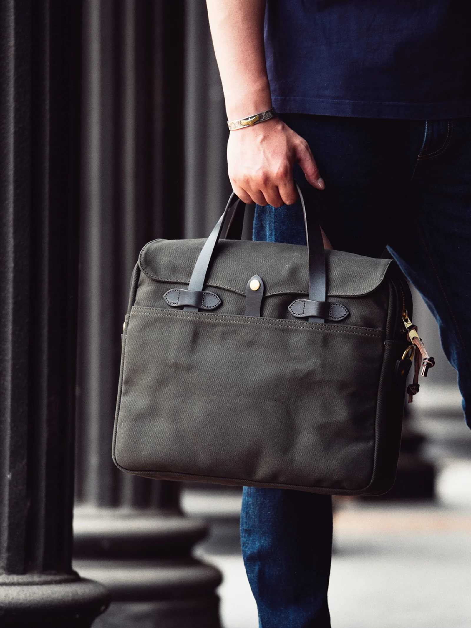 Tailor Brando American Vintage Mens Business Briefcase S ize 403010cm Heavy Duty Oil Waxed Canvas 70256 Tote 15 Computer Bag W251022