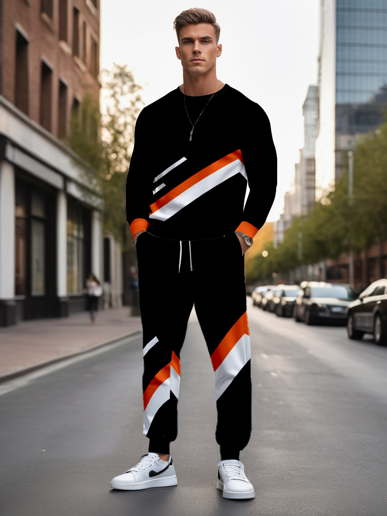 Men's Knitted Cotton Blend Long Sleeve Sweatshirt Brown round Neck Ankle-Length Casual T-Shirt Comfortable Outdoor Wear - YLWY00144