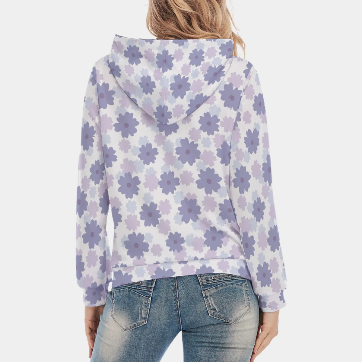 DHgatepod Women's Slim Fit Pullover Hoodie - All-Over Print Soft Scuba Fabric with Adjustable Hood