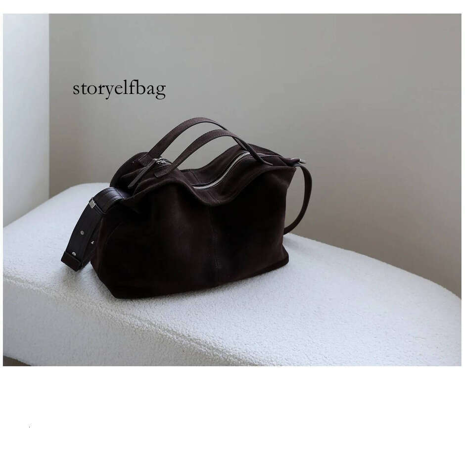 Motingsome Natural Suede Leather Women Roomy Shoulder Handbag and Purse Lazy Style Soft Matte Cowhide Tote Bags New In