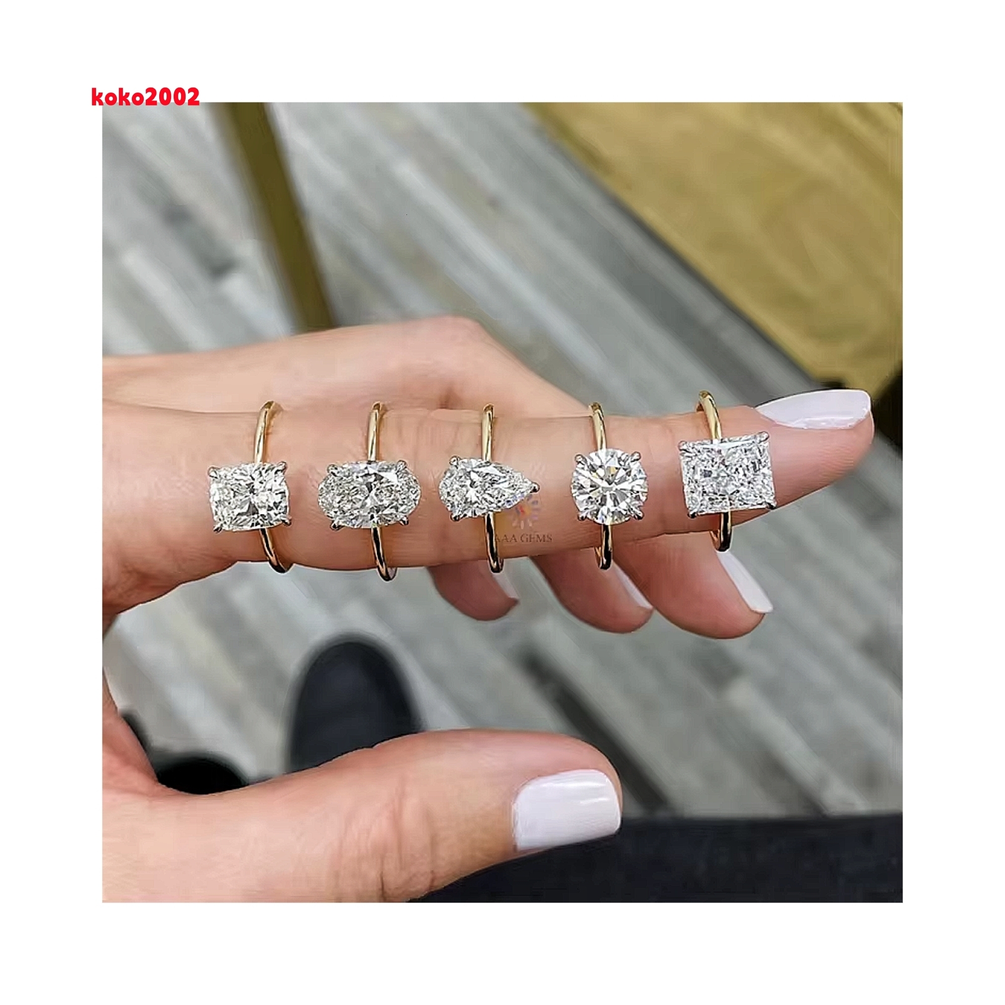 Top Sales 14K Gold Engagement Solitaire Ring 3CT 4CT 5CT Oval Cushion Cut Wedding Band VVS Moissanite Ring for Women