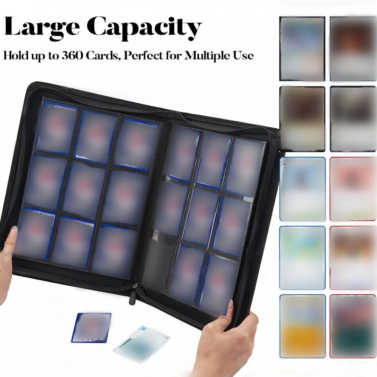 9 Pocket Trading Card Binder PU Cover Zipper Card Collection Album Sturdy 360 SideLoading Card Folder Holder for Game Cards 251023