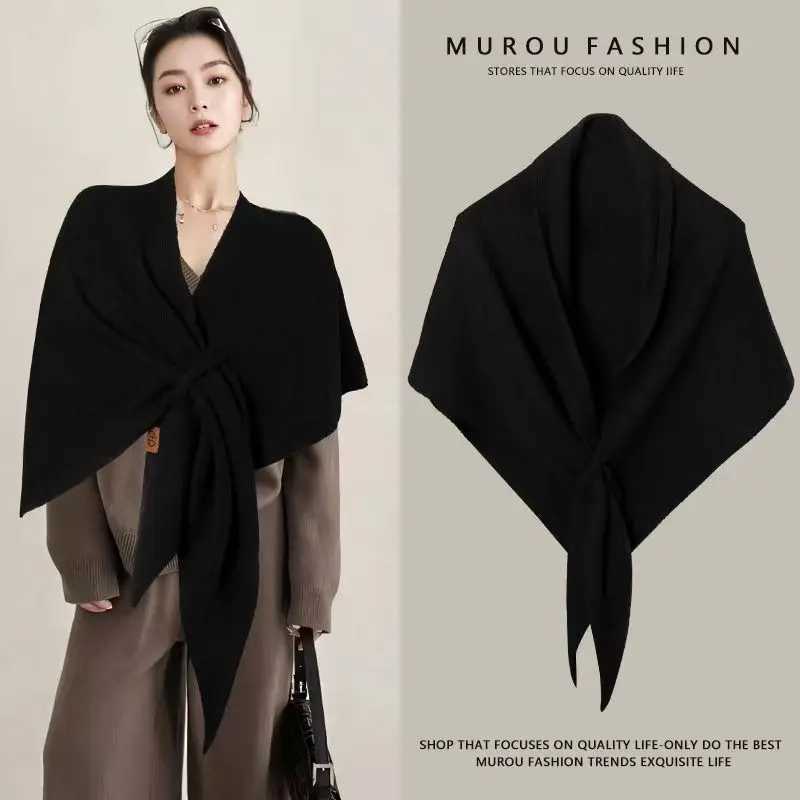 New Fashion Imitation Cashmere Women Scarves with Floral Pattern Solid Versatile Paired Wool Blend Knitted Triangle Shawl Female J251118