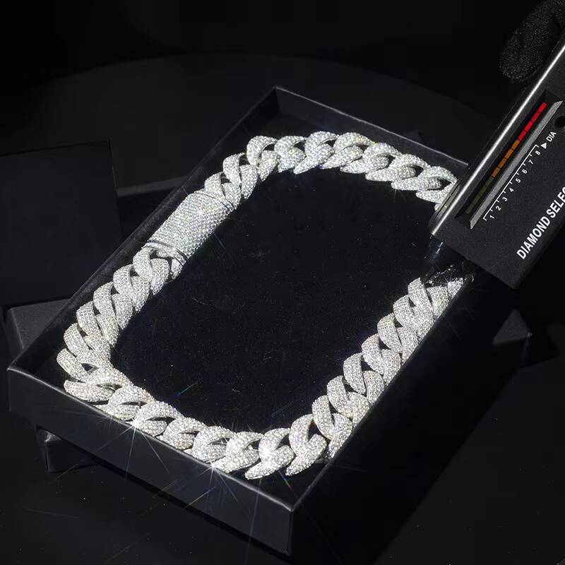 Pass Diamond Tester GRA Hip Hop Style S925 Silver Iced Out Bling 3 Rows 10mm 12mm 14mm VVS Moissanite Cuban Link Chain for Men