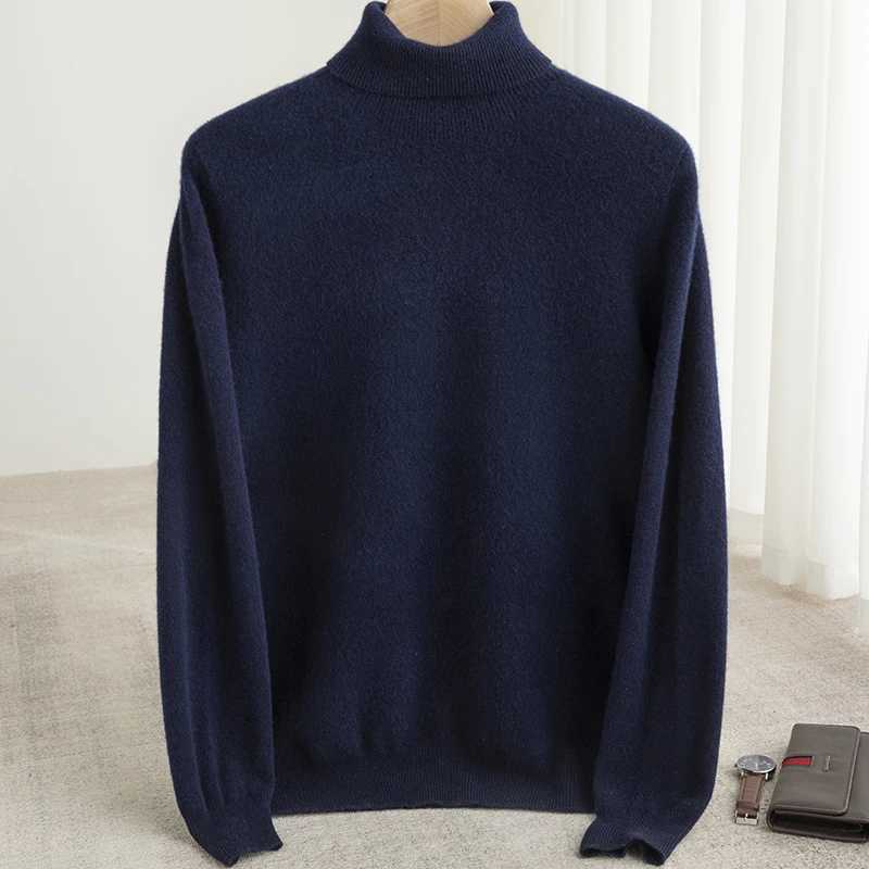 Men 100 Merino Wool Sweater Turtleneck Knitted Pullover Cashmere Warm Solid Color Clothes Business Bottoming Tops Autumn WinterXJ251022