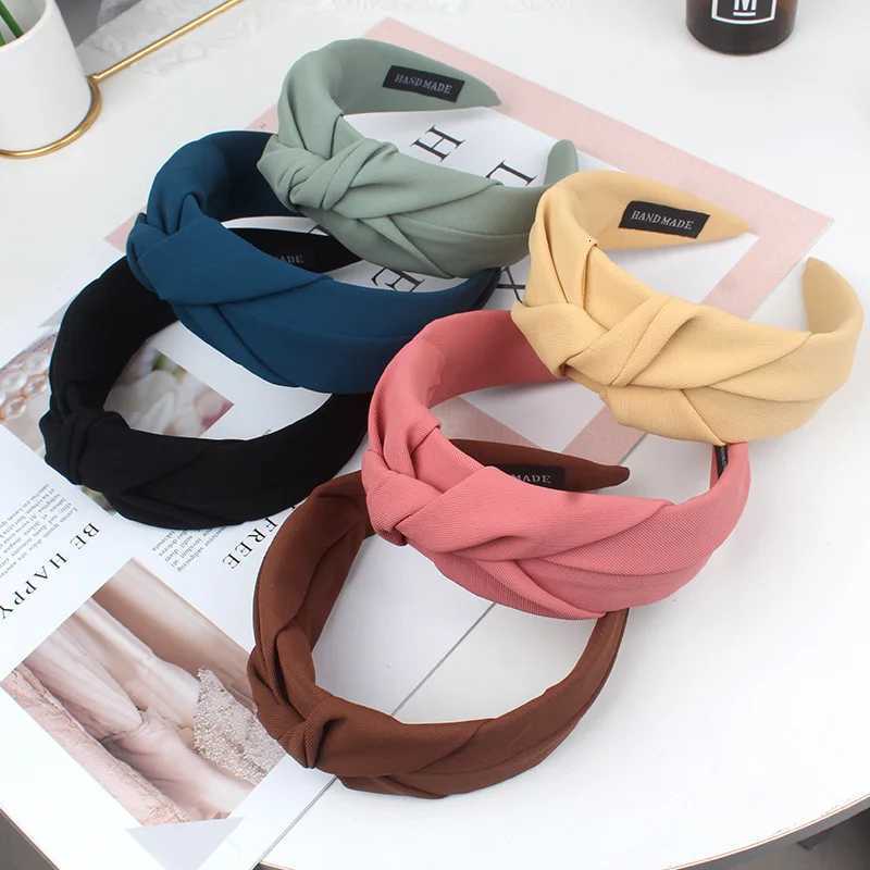 New Fashion Knotted Headbands for Women Solid Color Girls Cloth Hair Bands Wide Hairband Soft Hair Hoop Hair Accessories V251022