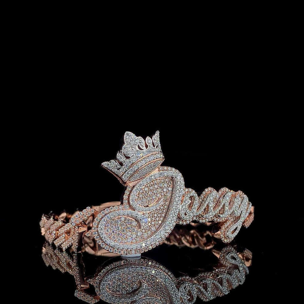 Trendy Name "Joey" Cuban Chain S Rose Gold and Sier Two-tone Silicone Stone Bracelet