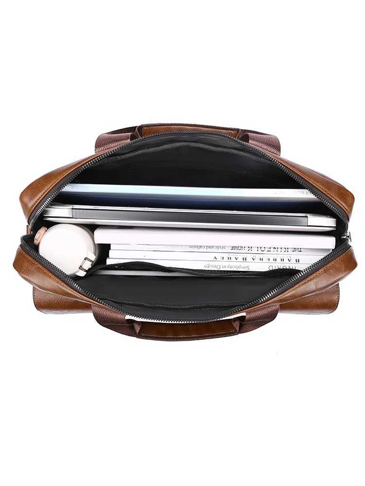 Mens business briefcase large capacity highend laptop bag single shoulder crossbody simple handbag W251022