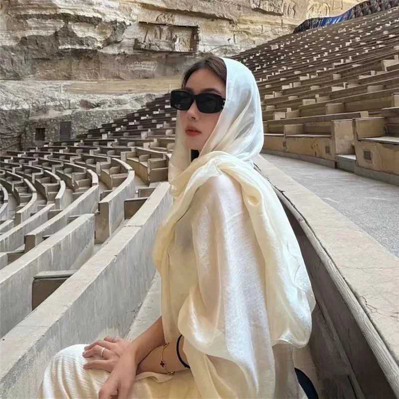 Linen Like Lightweight Sheer Scarf UV Protection Beach Desert Travel Photography Head Wrap Shawl for Women MultiUse J251118