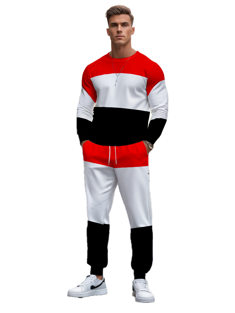 Men's Brown Knitted Cotton Blend Long Sleeve Round Neck Sweatshirt Ankle-Length Casual T-Shirt Comfortable Outdoor Wear - YLWY00156