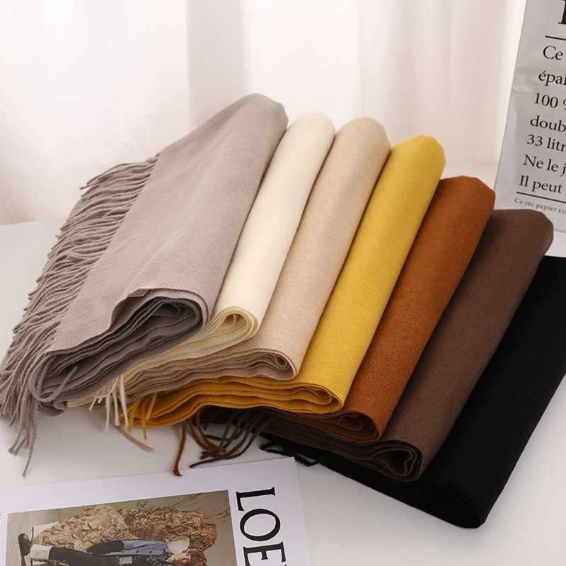 2024 Fashion Solid Color Women Thin Tassel Long Scarf Hijabs Lady Shawls Cashmere Like Hijabs Scarves Wraps J251129