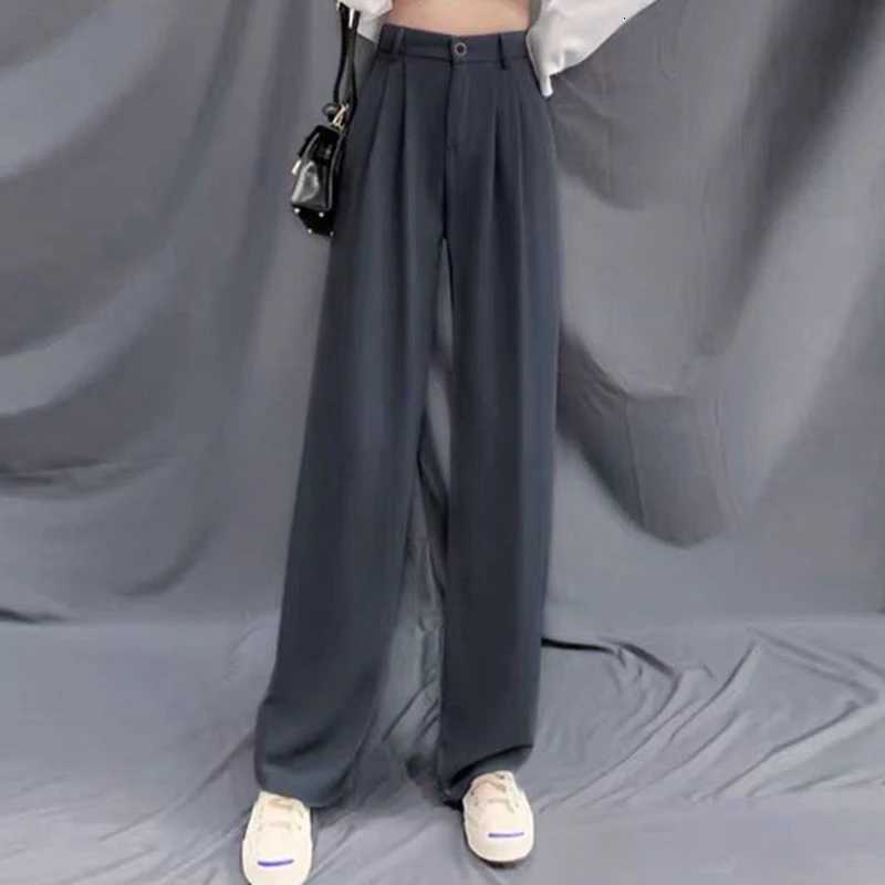 Spring Lady Fashion Concise Baggy Wide Leg Pants Women Straight Leg Casual Suit Trousers Girls Classic Basic Solid Daily SlacksT251022