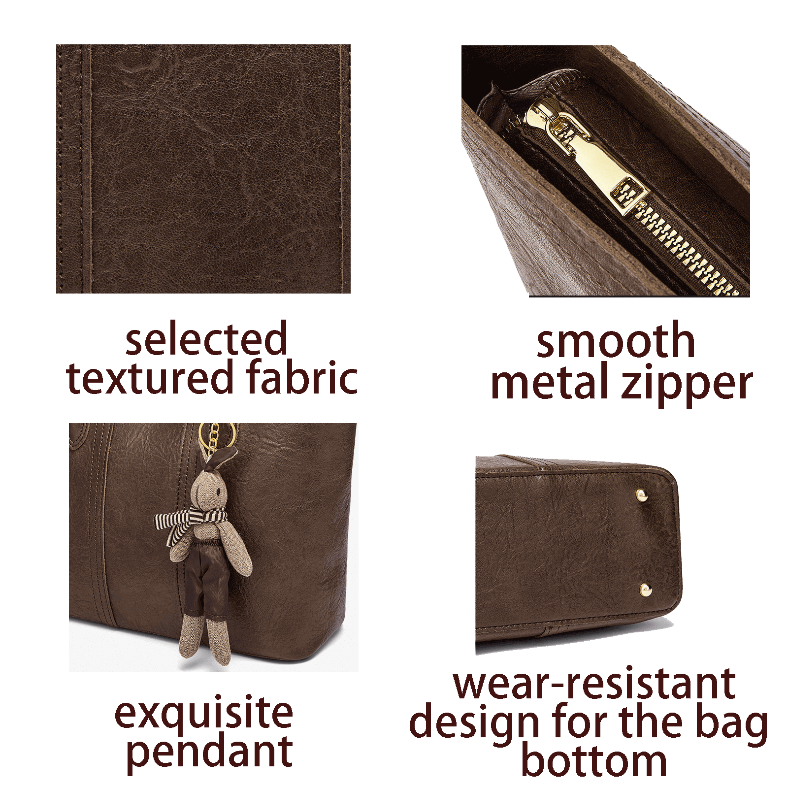Women's Tote Bag, PU Vegan Leather Shoulder, Lady's Hobo Bag, Zipper Shopping Bag for Work, Travel, Gym