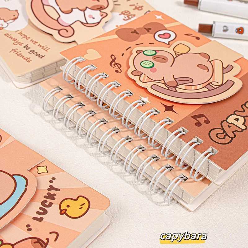 A7 Cartoon Capybara Coil Notebook Kawaii Learning Coil Book Cute Study Pocket Notepad Small Notebook School Stationery J251022