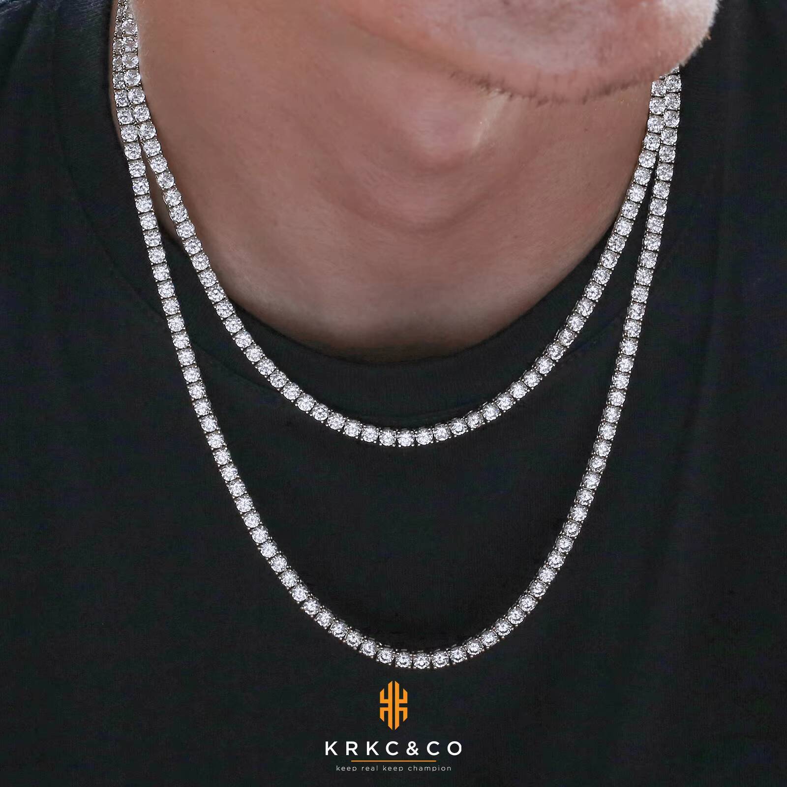 4mm Round Cubic Zirconia Tennis Chain Real 14K White Gold Plated Iced Out Hip Hop Bling Jewelry Womens Diamond Choker Necklace