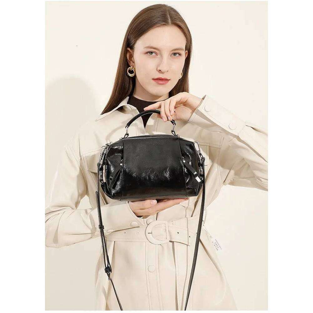 2025 Genuine Leather Women Boston Crossbody Shoulder Cowhide Commuter Shopping Pillow Bag Handbag Gift for girl