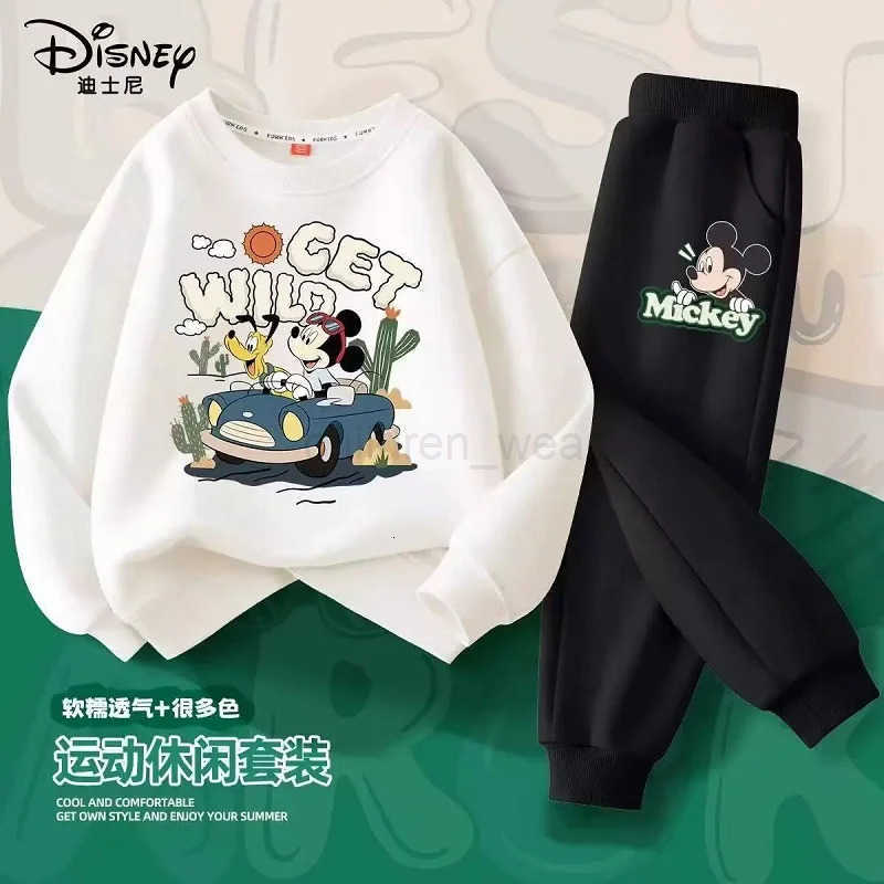 Disney Autumn Baby Girl Boy Clothes Set Children Mickey Printing Sweatshirt Top and Pants Bottom 2 Pcs Suit Cotton Tracksuit H2510221