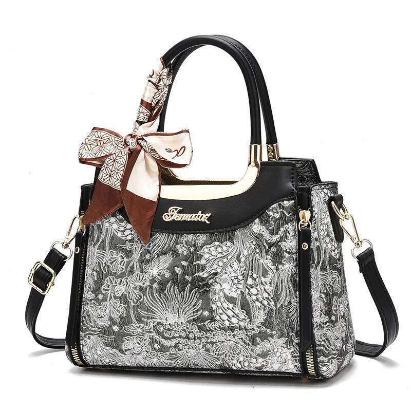 Top-handle Print Leather Women Handbags Female Leisure Shoulder Bags Fashion Purses Vintage Bolsas Large Capacity Tote Bag