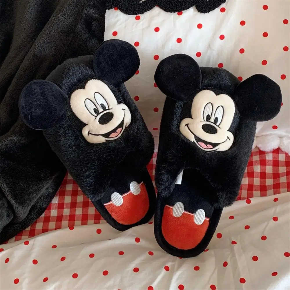 Disney 2025 Anime Mickey Minnie Cotton Couple Slippers Cartoon Men Women Winter Home Shoes Cute AntiSlip Indoor Warm Shoes H251022