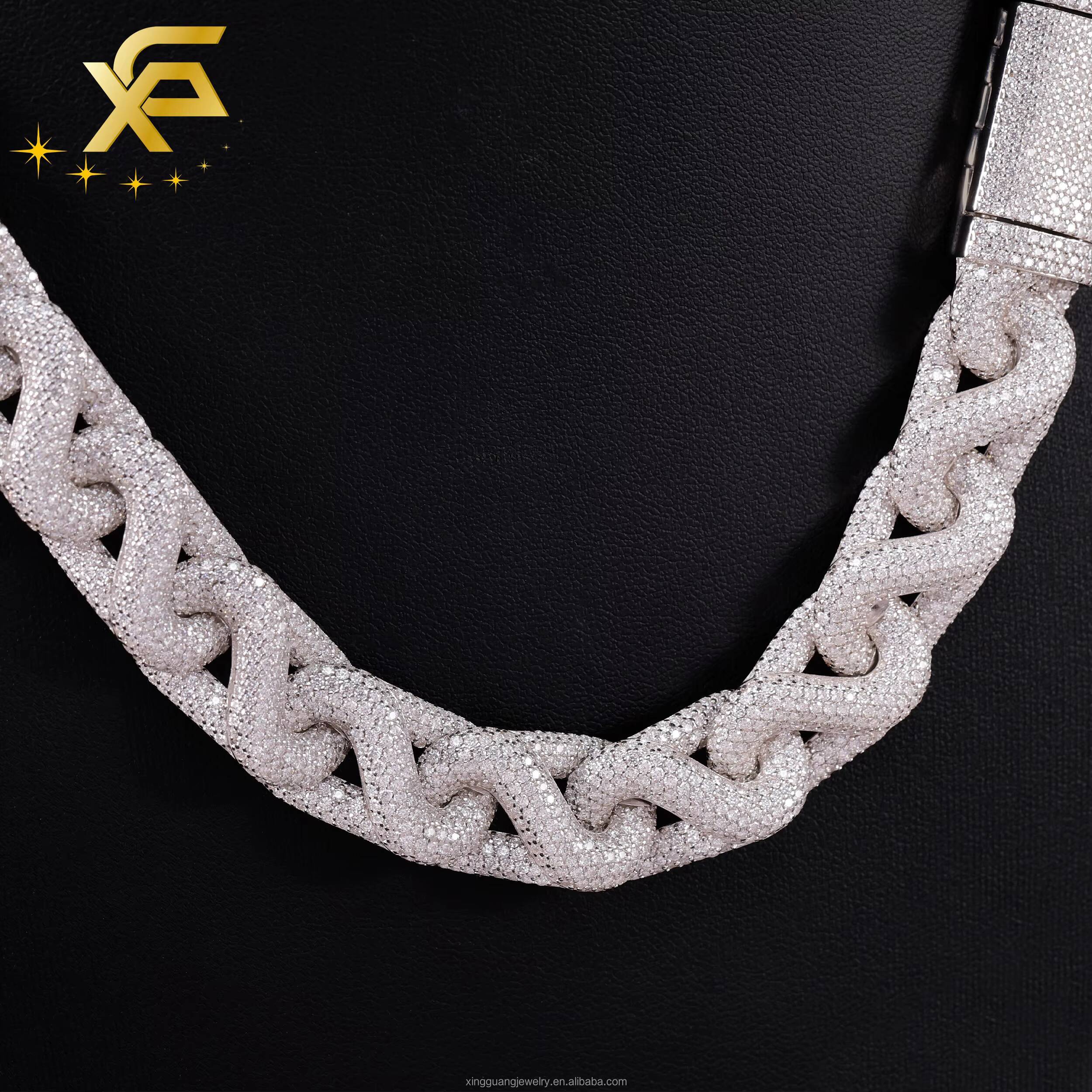 Customized Trend 15mm Infinite Cuban Chain S925 Silver With Iced Out Vvs Moissanite Infinite Cuban Lidynamic for Mens Hip Hop Lidynamic Jewelry